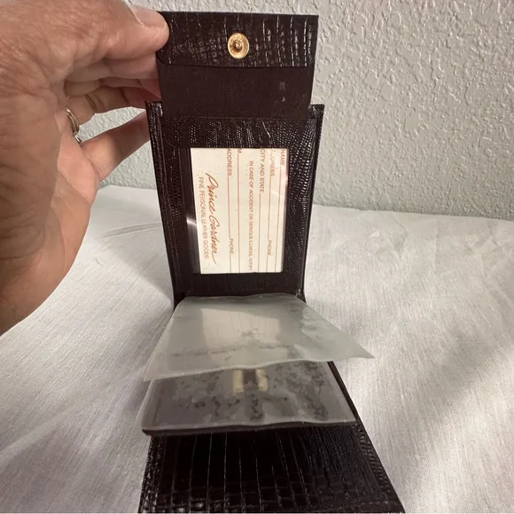 Prince Gardner Brown Embossed Leather Bi-Fold Wallet | ID Window | Vintage - Picture 4 of 14